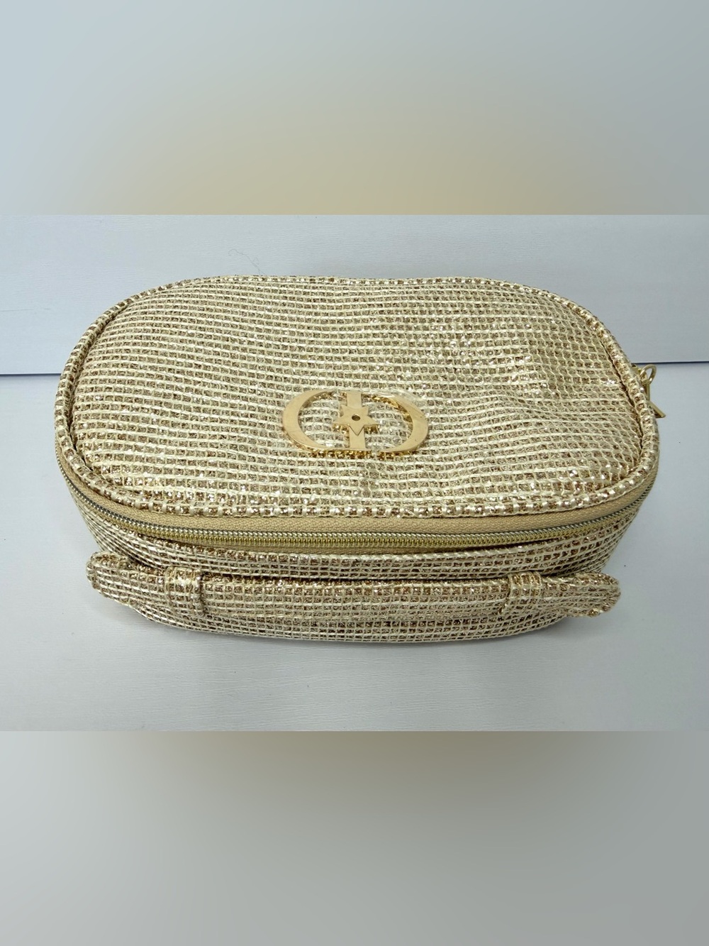 Christian Dior Holiday Gold Cosmetic Bag Christmas 2025 Stars Zip Case ONLY - Picture 2 of 7
